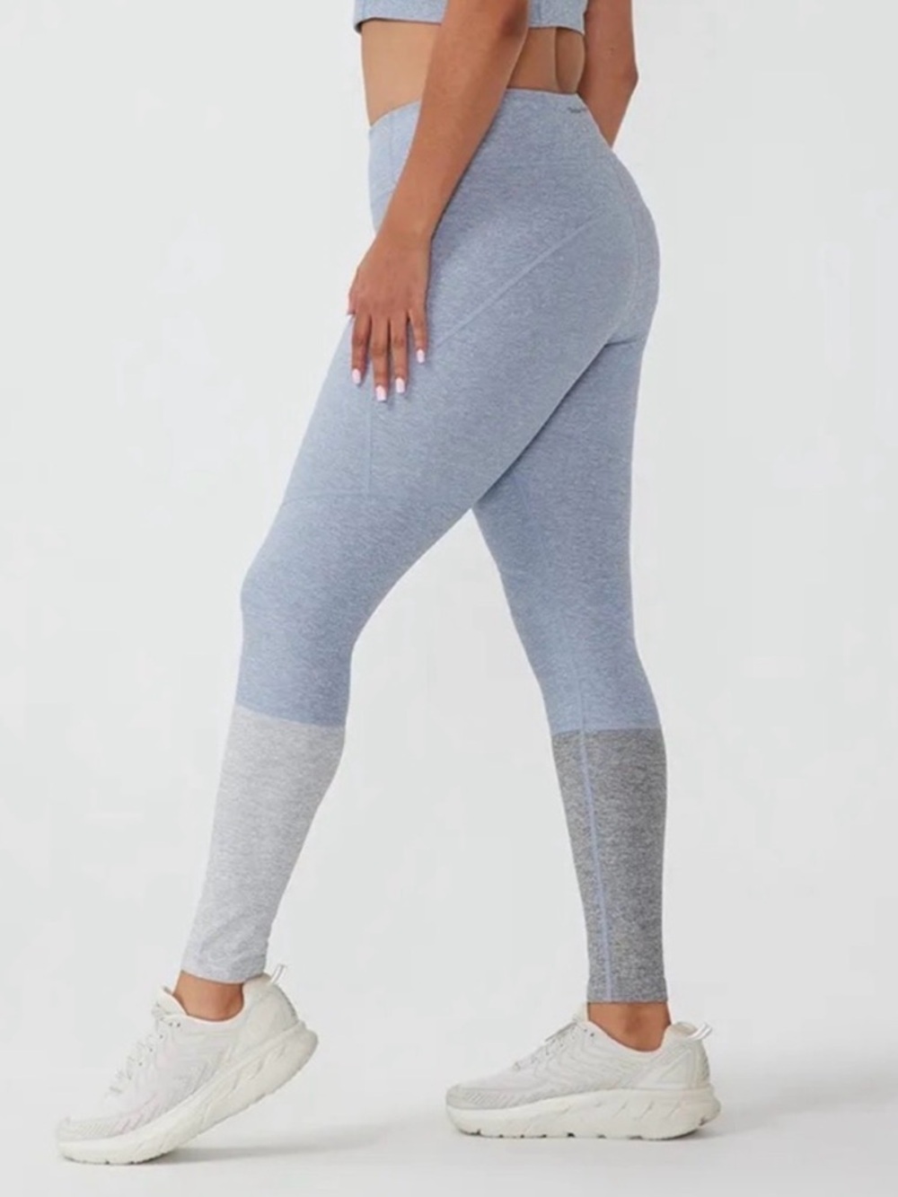 Outdoor Voices Light Blue Gray Dipped Colorblock 7/8 Leggings XS Yoga Athleisure